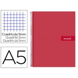 CUADERNO ESPIRAL LIDERPAPEL A5 MICRO CRAFTY TAPA FORRADA 120H 90 GR CUADRO 5MM 5 BANDAS6 TALADROS CO