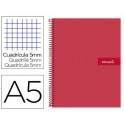 CUADERNO ESPIRAL LIDERPAPEL A5 MICRO CRAFTY TAPA FORRADA 120H 90 GR CUADRO 5MM 5 BANDAS6 TALADROS CO