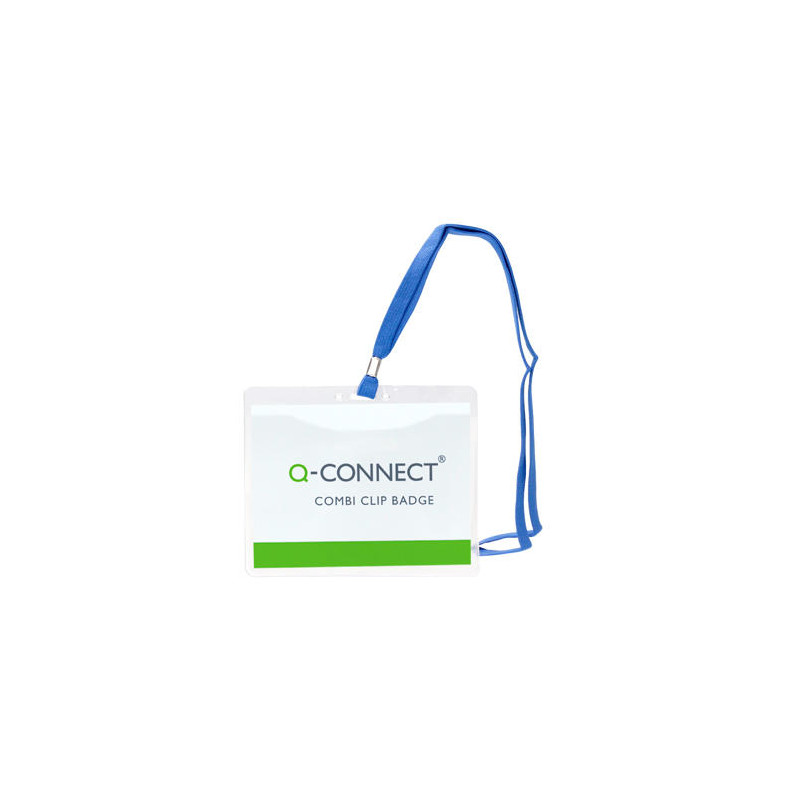 Identificador q-connect con cordon plano azul a6 154x127 mm apertura superior. 