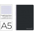 CUADERNO ESPIRAL LIDERPAPEL CUARTO WITTY TAPA DURA 80H 75GR CUADRO 4MM CON MARGEN COLOR NEGRO