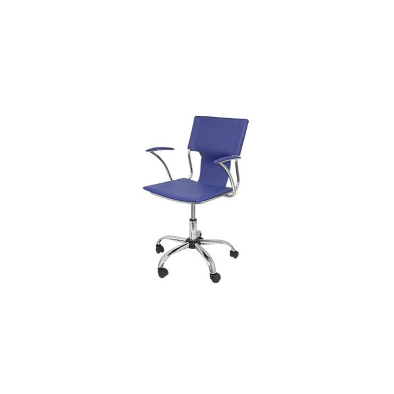 SILLA GIRATORIA PYC RESPALDO MEDIO REGULABLE EN ALTURA SIMILPIEL AZUL 860+90X480X440 MM