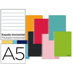 CUADERNO ESPIRAL LIDERPAPEL CUARTO SMART TAPA BLANDA 80H 60GR HORIZONTAL 8MM CON MARGENCOLORES SURTI