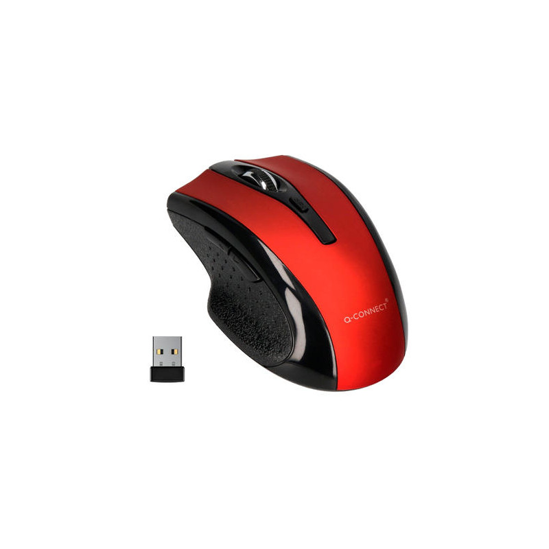 RATON Q-CONNECT OPTICO INALAMBRICO 1000 DPI RECEPTOR USB 2,4 GHZ ROJO