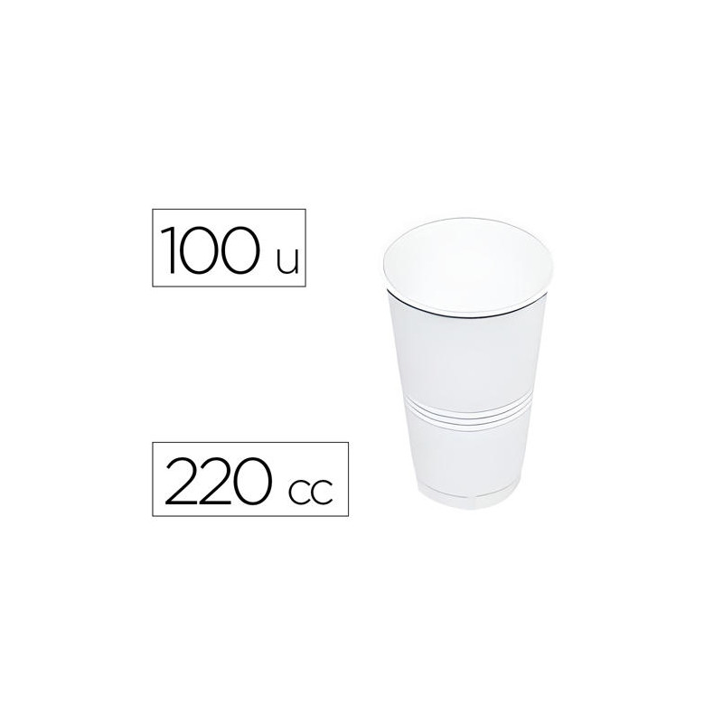 VASO DE PLASTICO BLANCO 220 CC PAQUETE DE 100 UNIDADES