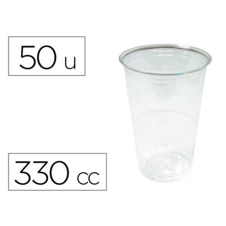 VASO DE PLASTICO TRANSPARENTE 330 CC PAQUETE DE 50 UNIDADES