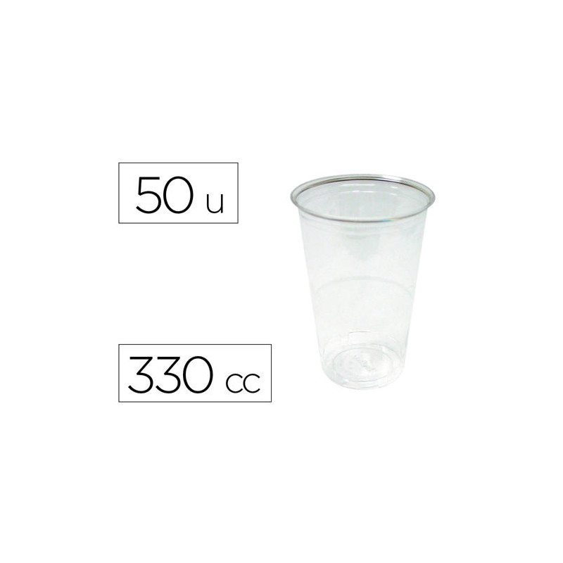 VASO DE PLASTICO TRANSPARENTE 330 CC PAQUETE DE 50 UNIDADES