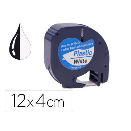 CINTA Q-CONNECT 12MM X 4MT NEGRO-BLANCO PERLA PARA MAQUINA LETRATAG