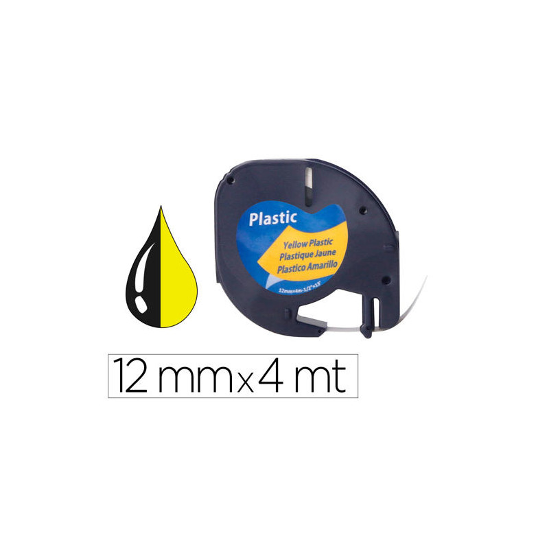 CINTA Q-CONNECT 12MM X 4MT NEGRO-HIPERAMARILLO PARA MAQUINA LETRATAG