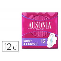 COMPRESA AUSONIA ULTRAFINA SUPER CON ALAS CAJA DE 12 UNIDADES