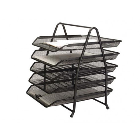 BANDEJA SOBREMESA METALICA Q-CONNECT KF18474 REJILLA NEGRO 5 BANDEJAS MOVIBLES 350X275X375 MM