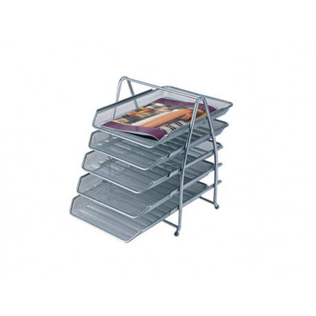 BANDEJA SOBREMESA METALICA Q-CONNECT KF18476 REJILLA PLATA 5 BANDEJAS MOVIBLES 350X275X375 MM