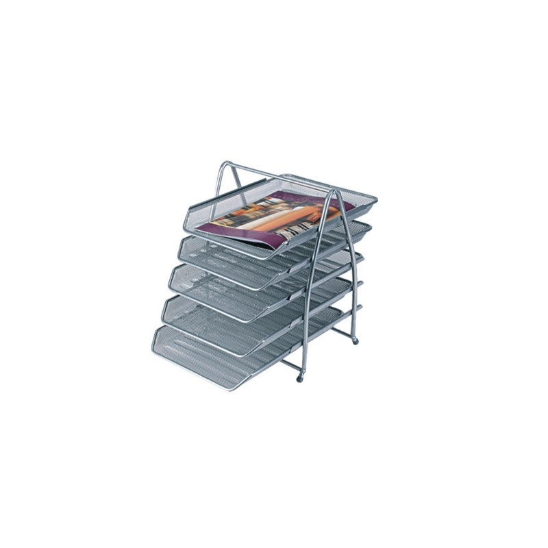 BANDEJA SOBREMESA METALICA Q-CONNECT KF18476 REJILLA PLATA 5 BANDEJAS MOVIBLES 350X275X375 MM