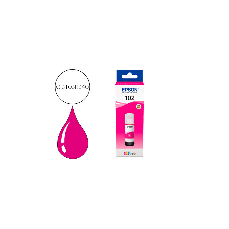 TINTA EPSON ECOTANK 102 ET-2700 / 2750 / 3700 / 3750 / 4750 BOTE DE 70 ML MAGENTA 6.000 PAG