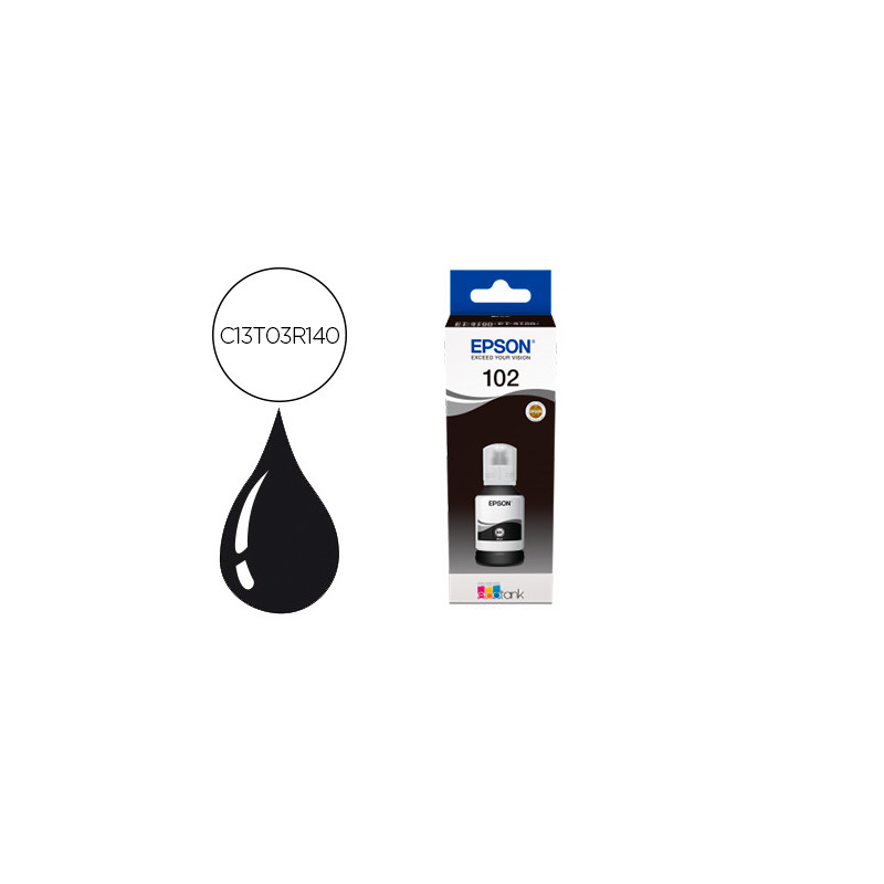 TINTA EPSON ECOTANK 102 ET-2700 / 2750 / 3700 / 3750 / 4750 BOTE DE 127 ML NEGRO 7.500 PAG