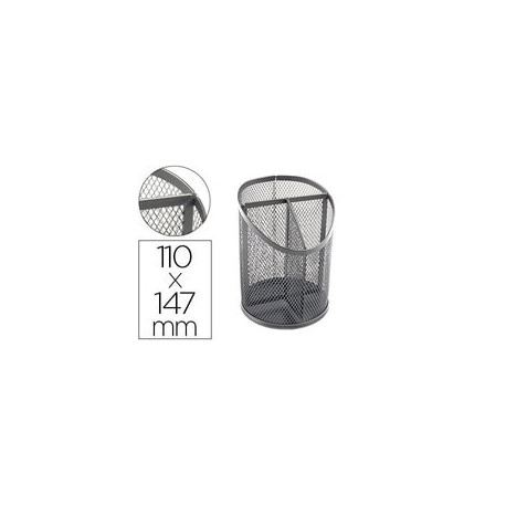 CUBILETE PORTALAPICES Q-CONNECT METAL REJILLA CON 3 COMPARTIMIENTOS DIAMETO 110 ALTURA 147 MM PLATA