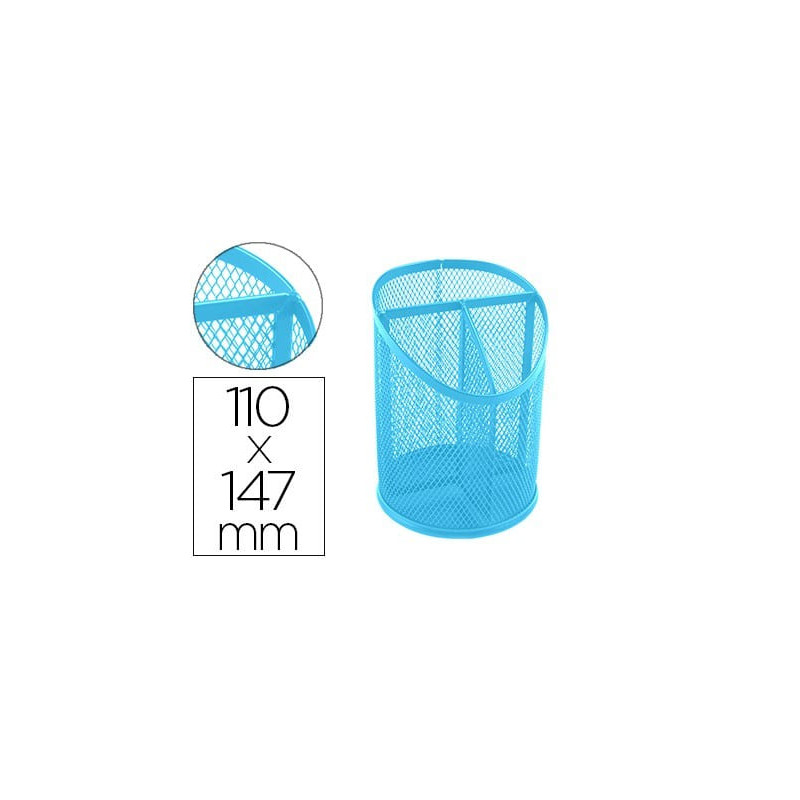 CUBILETE PORTALAPICES Q-CONNECT METAL REJILLA CON 3 COMPARTIMENTOS DIAMETRO 110 ALTURA 147 MM TURQUE