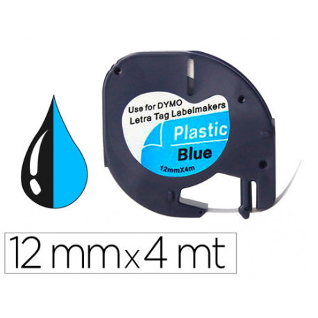 CINTA Q-CONNECT 12MM X 4MT NEGRO-ULTRA AZUL PARA MAQUINA LETRATAG