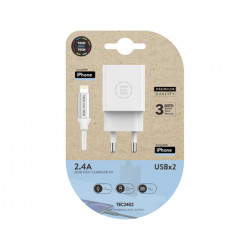 CARGADOR DOBLE BLANCO+CABLE BRAIDED NYLON LIGHTNING (PARA APPLE), ALTO RENDIMIENTO2,4?