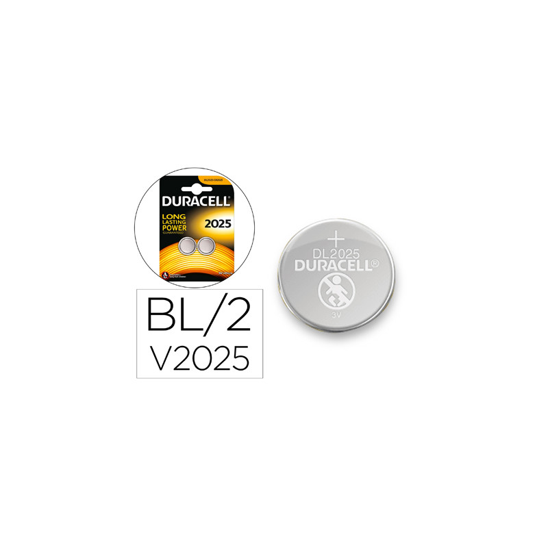 PILA DURACELL ALCALINA BOTON CR2025 BLISTER 2 UNIDADES