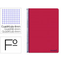 CUADERNO ESPIRAL LIDERPAPEL FOLIO SMART TAPA BLANDA 80H 60GR CUADRO 4MM CON MARGEN COLOR ROJO