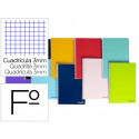 CUADERNO ESPIRAL LIDERPAPEL FOLIO SMART TAPA BLANDA 80H 60GR CUADRO 3 MM CON MARGEN COLORES SURTIDOS