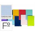 CUADERNO ESPIRAL LIDERPAPEL FOLIO SMART TAPA BLANDA 80H 60GR MILIMETRADO 2MM COLORES SURTIDOS