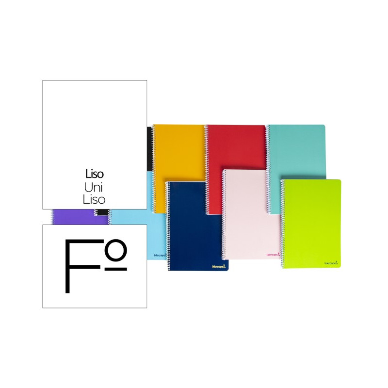 CUADERNO ESPIRAL LIDERPAPEL FOLIO SMART TAPA BLANDA 80H 60GR LISO SIN MARGEN COLORES SURTIDOS