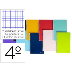 CUADERNO ESPIRAL LIDERPAPEL CUARTO SMART TAPA BLANDA 80H 60GR 3MM CON MARGEN COLORES SURTIDOS