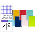 CUADERNO ESPIRAL LIDERPAPEL CUARTO SMART TAPA BLANDA 80H 60GR CUADRO 6MM CON MARGEN COLORES SURTIDOS