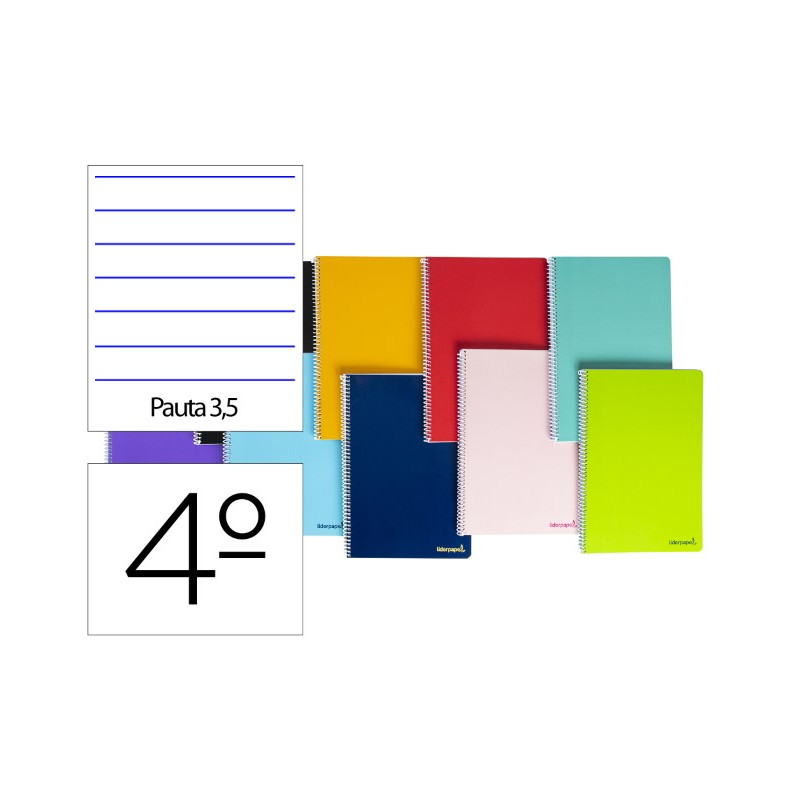 CUADERNO ESPIRAL LIDERPAPEL CUARTO SMART TAPA BLANDA 80H 60GR PAUTA 3,5MM CON MARGEN COLORES SURTIDO