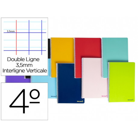 CUADERNO ESPIRAL LIDERPAPEL CUARTO SMART TAPA BLANDA 80H 60GR RAYADO MONTESSORI 3,5MM COLORES SURTID