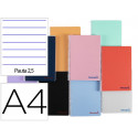 CUADERNO ESPIRAL LIDERPAPEL A4 WONDER TAPA PLASTICO 80H 90GR PAUTA ESTRECHA 2,5MM CON MARGEN COLORES