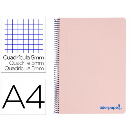 CUADERNO ESPIRAL LIDERPAPEL A4 MICRO WONDER TAPA PLASTICO 120H 90 GR CUADRO 5 MM 5 BANDAS 4 TALADROS