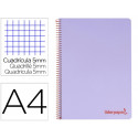 CUADERNO ESPIRAL LIDERPAPEL A4 MICRO WONDER TAPA PLASTICO 120H 90 GR CUADRO 5 MM 5 BANDA4 TALADROS C