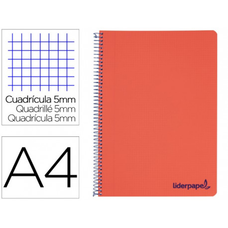 CUADERNO ESPIRAL LIDERPAPEL A4 MICRO WONDER TAPA PLASTICO 120H 90 GR CUADRO 5 MM 5 BANDAS 4 TALADROS