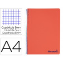 CUADERNO ESPIRAL LIDERPAPEL A4 MICRO WONDER TAPA PLASTICO 120H 90 GR CUADRO 5 MM 5 BANDAS 4 TALADROS