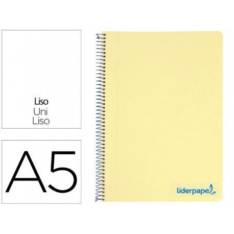 CUADERNO ESPIRAL LIDERPAPEL A5 MICRO WONDER TAPA PLASTICO 120H 90G CUADRO 5MM 5 BANDAS 6 TALADROS CO