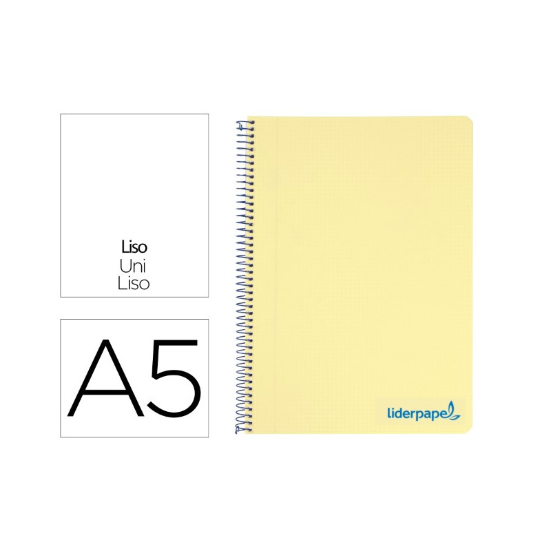 CUADERNO ESPIRAL LIDERPAPEL A5 MICRO WONDER TAPA PLASTICO 120H 90G CUADRO 5MM 5 BANDAS 6 TALADROS CO