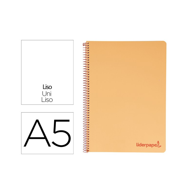 CUADERNO ESPIRAL LIDERPAPEL A5 MICRO WONDER TAPA PLASTICO 120H 90G CUADRO 5MM 5 BANDAS 6 TALADROS CO