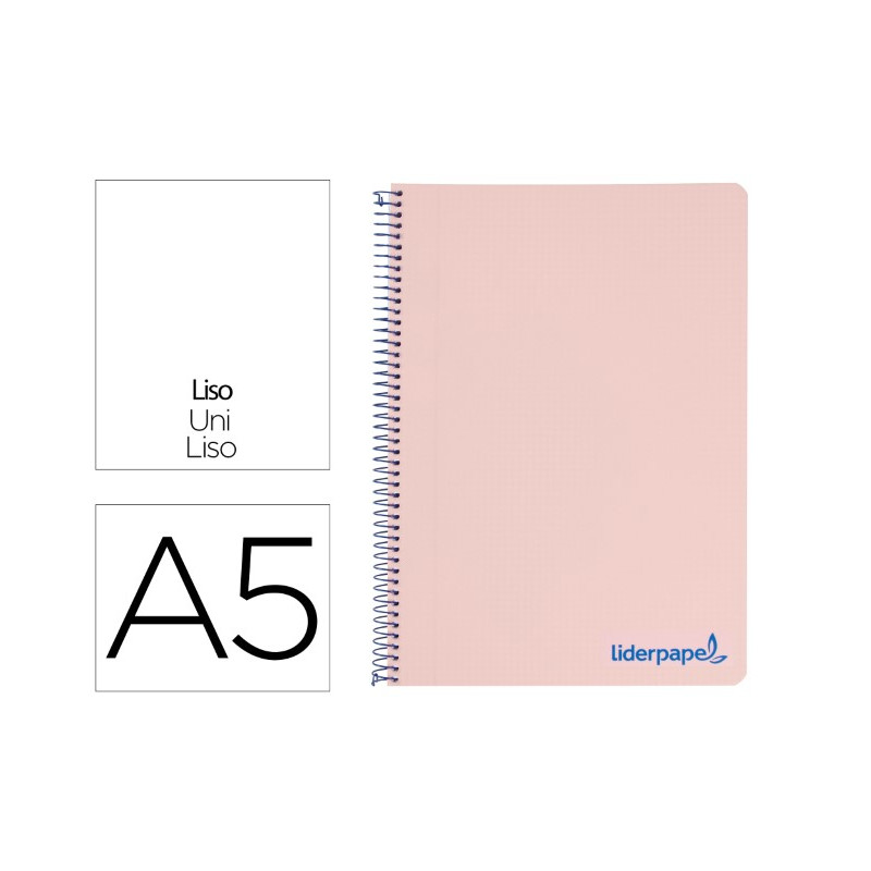 CUADERNO ESPIRAL LIDERPAPEL A5 MICRO WONDER TAPA PLASTICO 120H 90G CUADRO 5MM 5 BANDAS 6 TALADROS CO