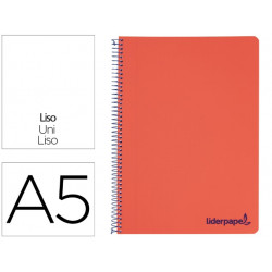 CUADERNO ESPIRAL LIDERPAPEL A5 MICRO WONDER TAPA PLASTICO 120H 90G CUADRO 5MM 5 BANDAS 6 TALADROS CO