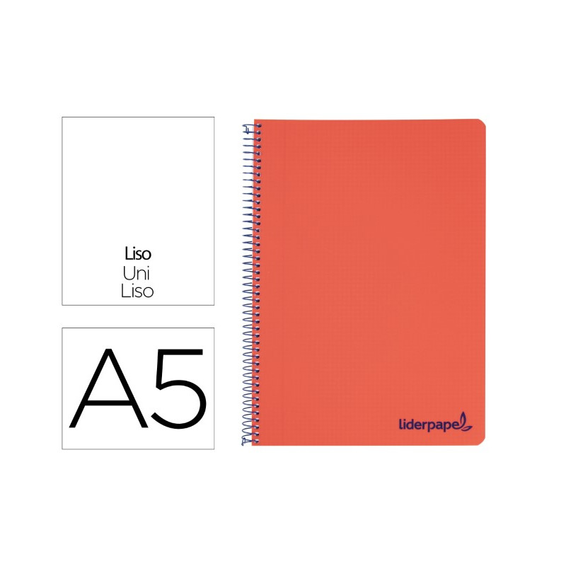 CUADERNO ESPIRAL LIDERPAPEL A5 MICRO WONDER TAPA PLASTICO 120H 90G CUADRO 5MM 5 BANDAS 6 TALADROS CO