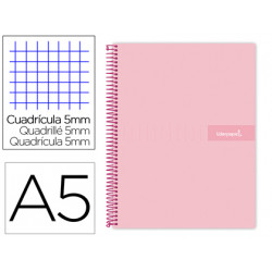 CUADERNO ESPIRAL LIDERPAPEL A5 MICRO CRAFTY TAPA FORRADA 120H 90 GR CUADRO 5MM 5 BANDAS6 TALADROS CO