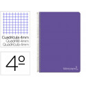 CUADERNO ESPIRAL LIDERPAPEL CUARTO WITTY TAPA DURA 80H 75GR CUADRO 4MM CON MARGEN COLOR VIOLETA