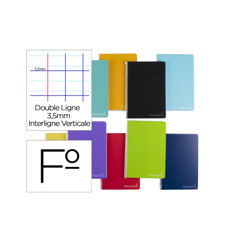 CUADERNO ESPIRAL LIDERPAPEL FOLIO WITTY TAPA DURA 80H 75GR RAYADO MONTESSORI 3,5MM COLORES SURTIDOS