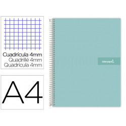 CUADERNO ESPIRAL LIDERPAPEL A4 CRAFTY TAPA FORRADA 80H 90 GR CUADRO 4MM CON MARGEN COLOR TURQUESA