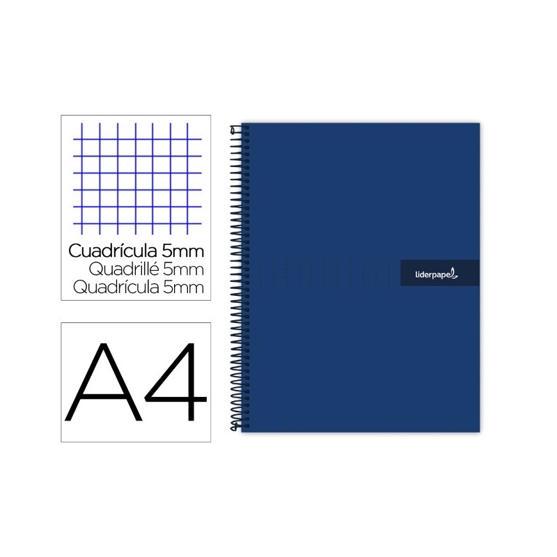 CUADERNO ESPIRAL LIDERPAPEL A4 MICRO CRAFTY TAPA FORRADA 120H 90 GR CUADRO 5 MM 5 BANDAS 4 COLORES C