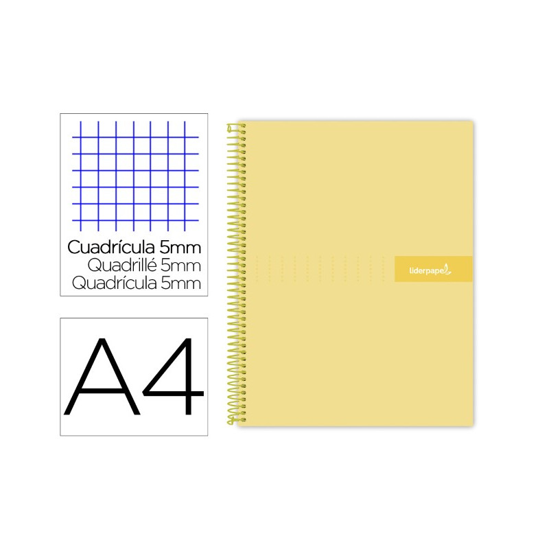 CUADERNO ESPIRAL LIDERPAPEL A4 MICRO CRAFTY TAPA FORRADA 120H 90GR CUADRO 5MM 5 BANDAS 4 TALADROS CO