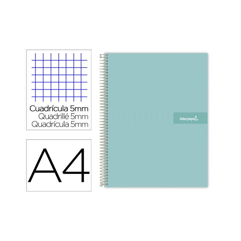 CUADERNO ESPIRAL LIDERPAPEL A4 MICRO CRAFTY TAPA FORRADA 120H 90GR CUADRO 5MM 5 BANDAS 4 TALADROS CO