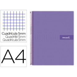 CUADERNO ESPIRAL LIDERPAPEL A4 MICRO CRAFTY TAPA FORRADA 120H 90GR CUADRO 5MM 5 BANDAS 4 TALADROS CO